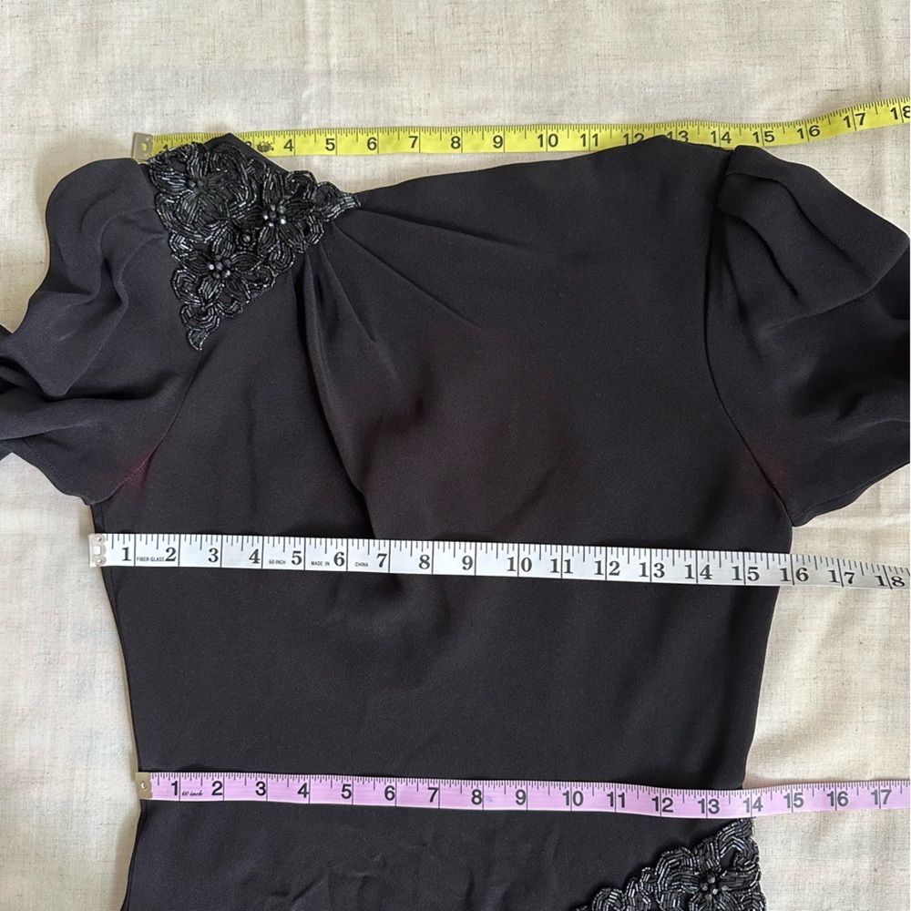 VTG 80s 90s Black Cocktail Dress Beaded Draped Harry Acton For After Five Sz 6 - Picture 9 of 16